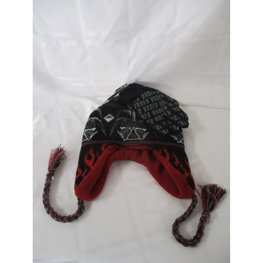 Boys Star Wars Darth Vader Peruvian Hat & Glove Set NWT 2013
